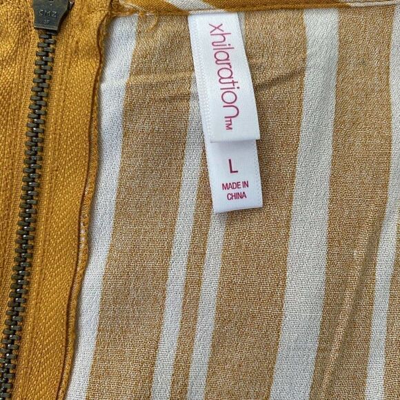 Xhilaration Striped Wrap Short Sleeve Ruffle Mini Dress -Mustard & White Size L - Picture 4 of 8